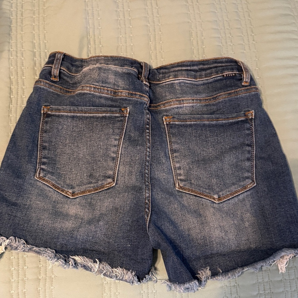 Women’s High-Rise Distressed Jean Shorts - Blue - Picture 2 of 2